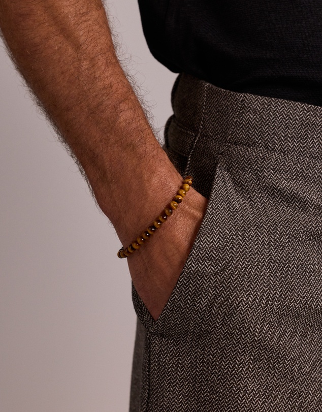 Michael Hill - 6mm Tiger's Eye Bead Bracelet in Sterling Silver