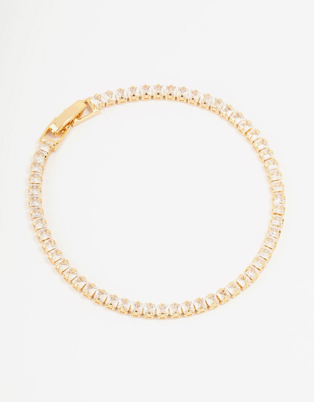 Lovisa - Gold Plated Cubic Zirconia Baguette Tennis Bracelet
