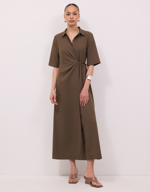 Calli - Sloane Side Tie Detail Midi Shirt Dress