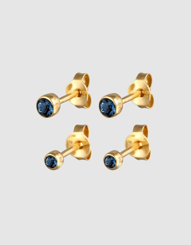 Elli Jewelry - Earrings Set with Circle Crystals 925 Sterling Silver Gold-plated