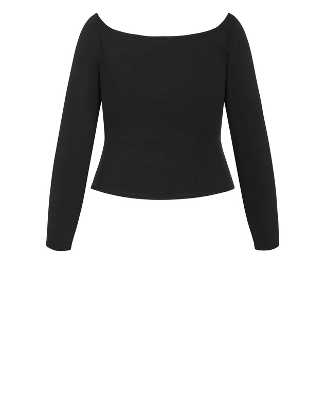 City Chic - Plus size Urban Status Off Shoulder Top - black