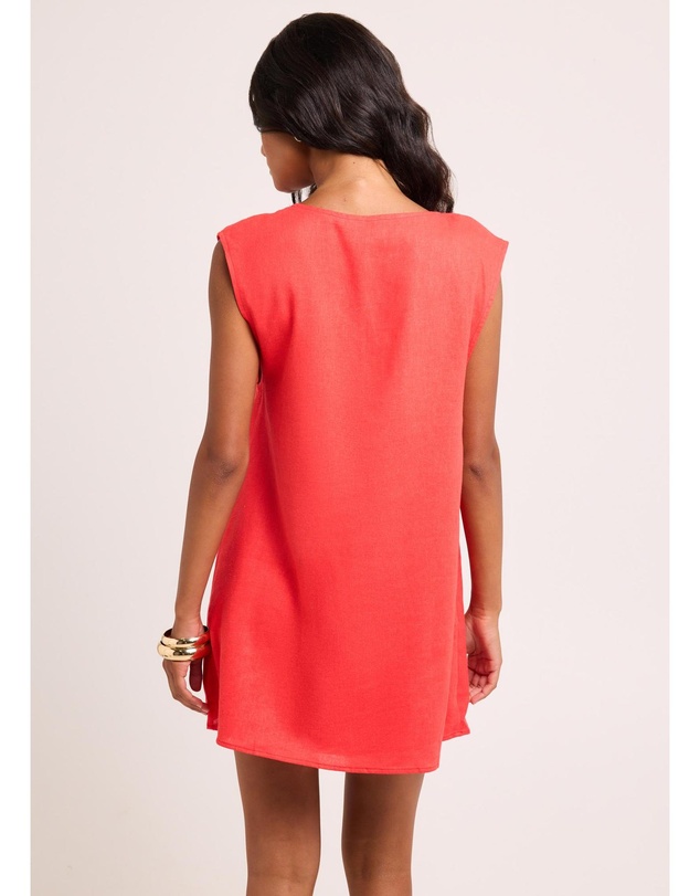 Subtitled - Everlyn Linen Scoop Neck Mini Dress