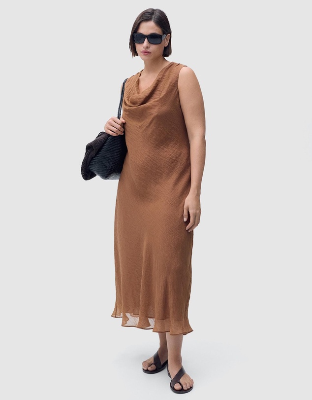 M.N.G - Cleo Draped-Neck Lyocell Dress