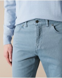 Trenery - Regular Fit Garment Dyed Twill Five Pocket Pant in Blue Grey