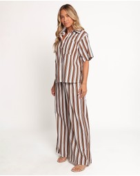 Petal & Pup - Thalia Wide Leg Pant - Chocolate Stripe