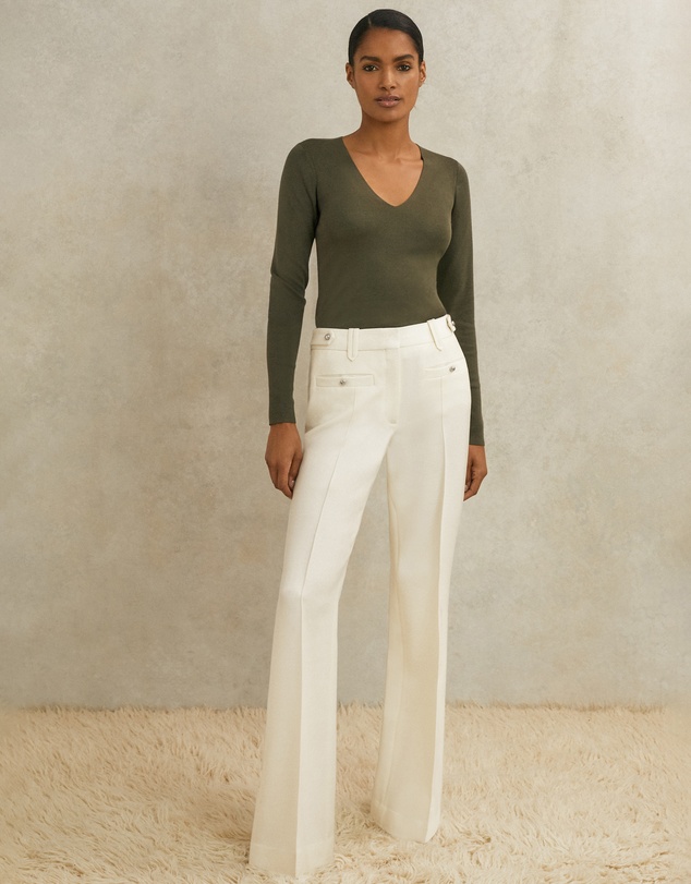 REISS - ATELIER Athena Wool Stud Flared Trousers