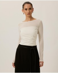 Tussah - Amelia Sheer Panel Gathered Long Sleeve Top