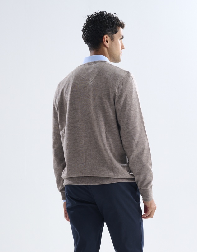 3 Wise Men - 3 Wise Men Fisher V Neck Merino Knit - Sand