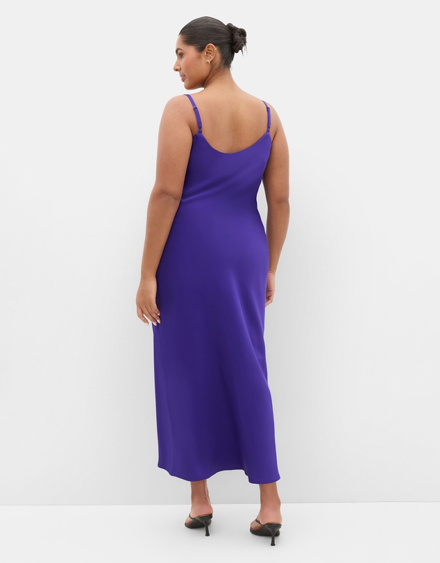 City Chic - Plus size Satin Slip Dress - royal purple