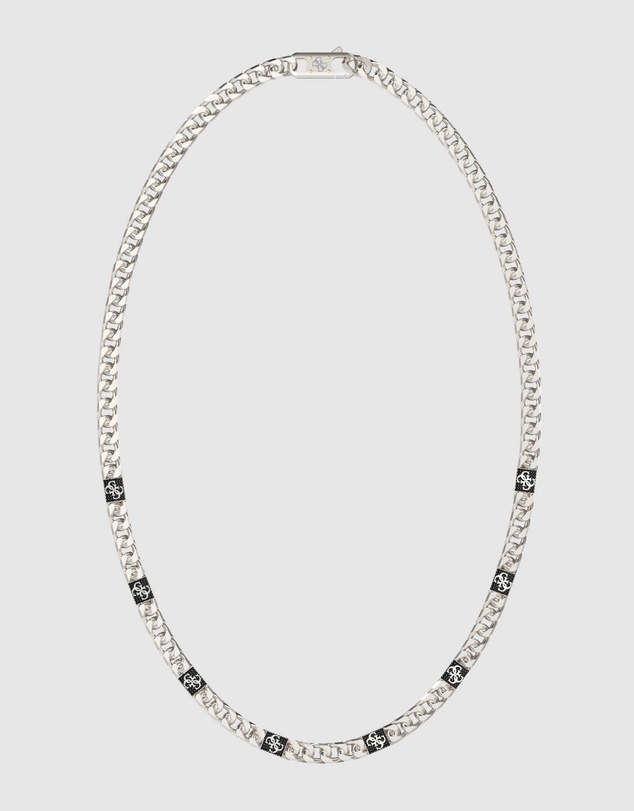 GUESS - Silver-Tone 4G Curb Chain Pave Necklace