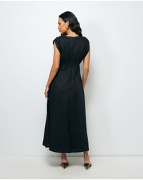 AERE - Rhae V Neck Midi Dress