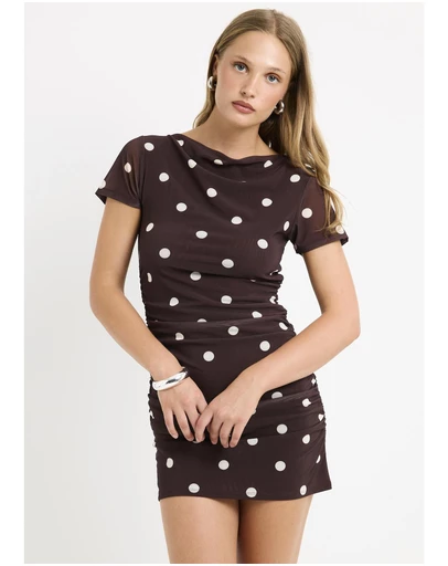 Alice In The Eve - Mila Spot Mesh Mini Dress