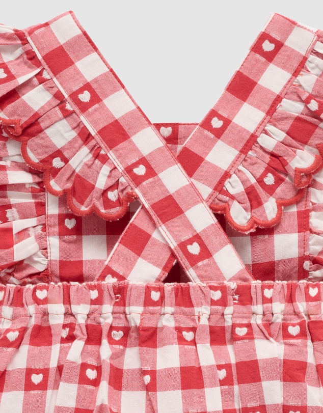 Purebaby - Gingham Overall Bodysuit Christmas -Kids-Babies