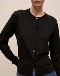 Trenery - Merino Classic Crew Cardigan in Black