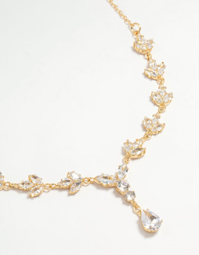 Lovisa - Gold Plated Cubic Zirconia Marquise Vine Y-Necklace