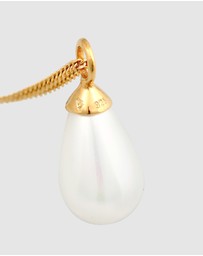 Elli Jewelry - Necklace Drop Pendant Classic with Freshwater Cultured Pearl in 925 Sterling Silver Gold Plated
