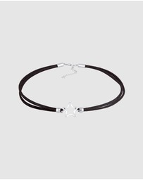 Elli Jewelry - Necklace Choker Star Pendant with Faux Leather in 925 Sterling Silver