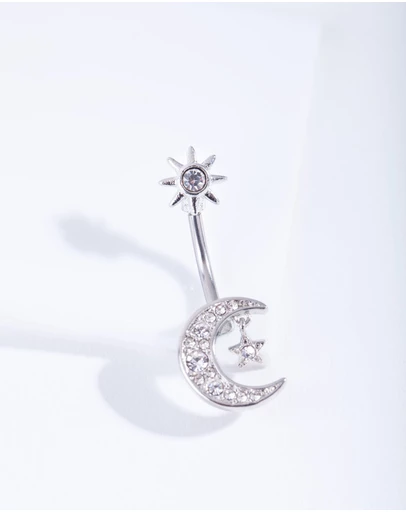 Lovisa - Titanium Moon Star Belly Bar