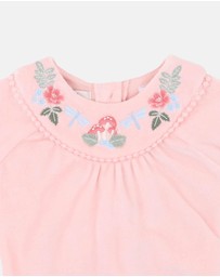 Fox & Finch - Wild Garden Embroidered Velour Zip Onesie - Babies