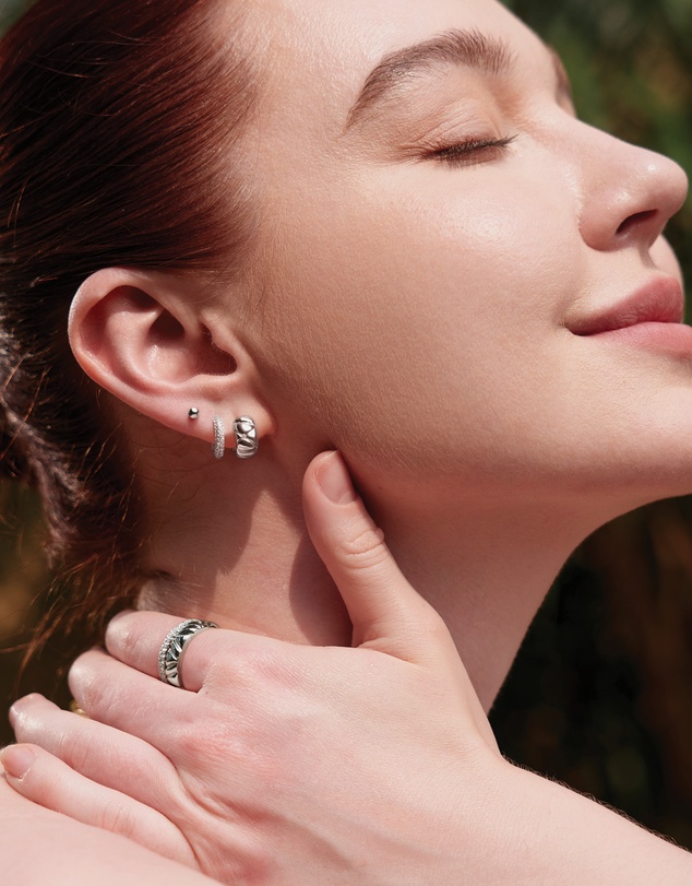 Ania Haie - Silver Pave Huggies