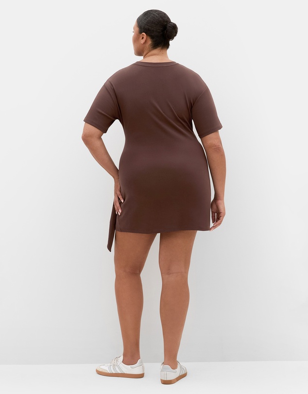 City Chic - Plus size Gina Waist Detail Mini Dress - chocolate