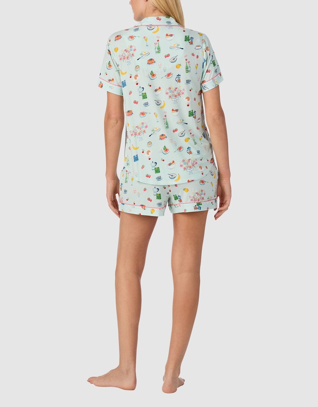 Kate Spade - Printed Modal Button Up Short Sleeve Short Pyjama Set