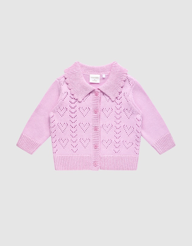 Fleur Harris - Heart Cardigan in Lilac