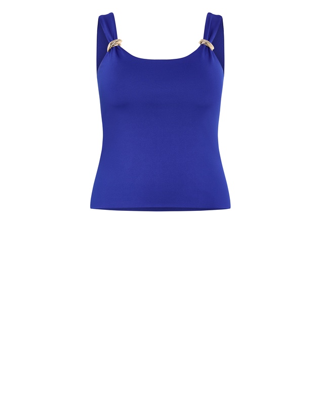 City Chic - Plus size Arami Strap Detail Top - cobalt