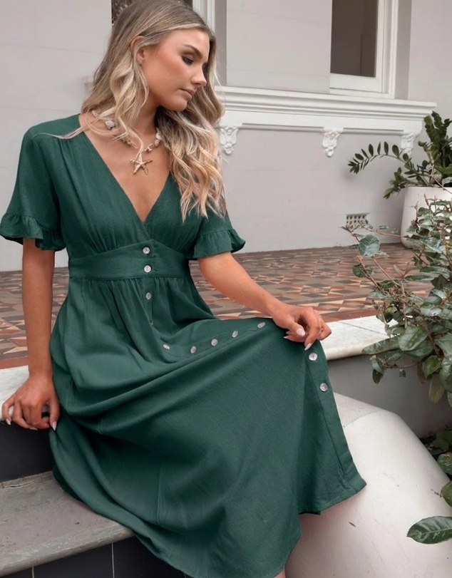 Esther & Co - Korbela Dress - Deep Green
