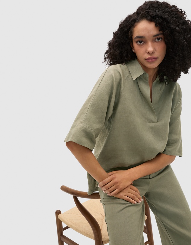 Seed Heritage - Core Linen Half Placket Popover