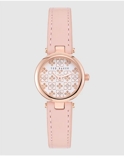 Ted Baker - Jolyye 24mm Rose Gold-Tone Case with White Dial and Pink Leather Strap