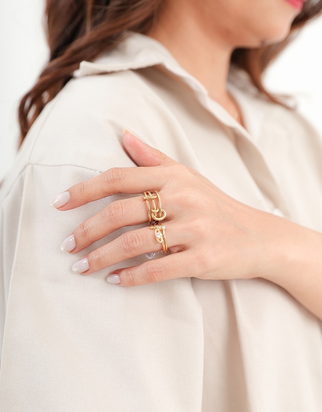 Elli Jewelry - Trio Band Ring in Gold-Plated 925 Silver