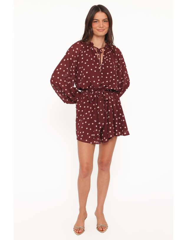 Petal & Pup - Michelle Playsuit - Burgundy Polka Dot