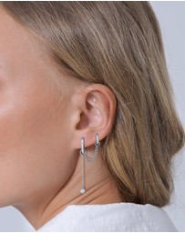 Elli Jewelry - Earrings Earcuff Single with Crystals 925 Sterling Silver