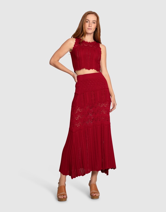 Belle & Bloom - Harvest Haze Crochet Maxi Skirt
