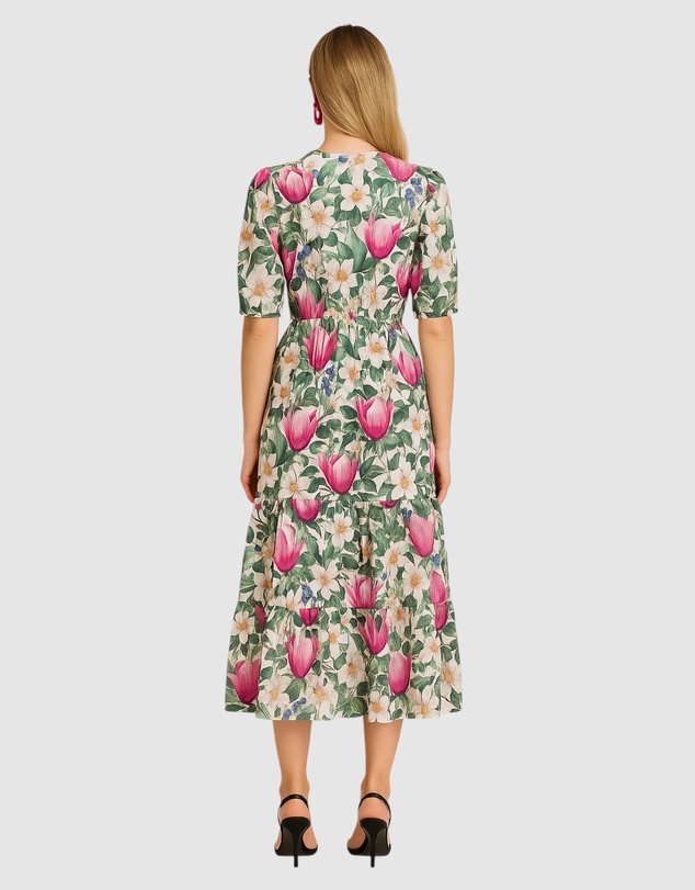 Honey and Beau - Elastic Waistband Midi Dress