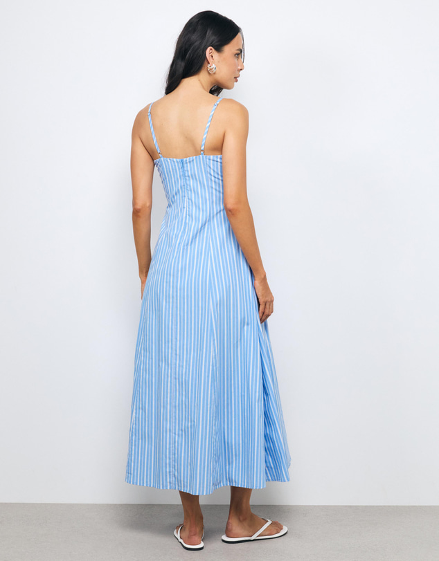 AERE - Lottie Panelled Stripe Midi Dress