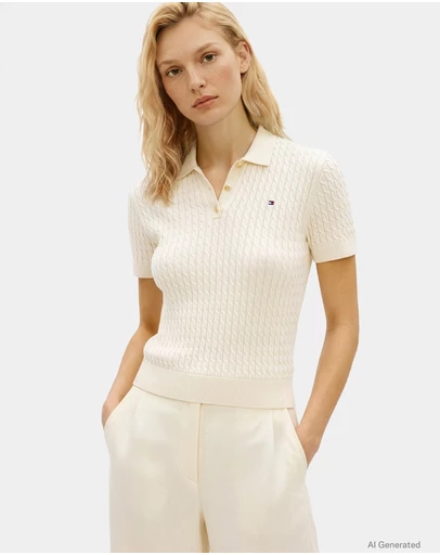 Tommy Hilfiger - Cable Knit Polo SS Jumper