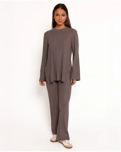 Petal & Pup - Silvie Long Sleeve Knitted Set - Charcoal Grey
