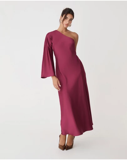 Forcast - Cleo One Shoulder Satin Dress