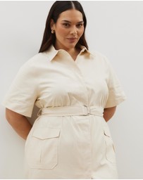 Atmos&Here Curvy - Amy Cotton Drill Mini Shirt Dress