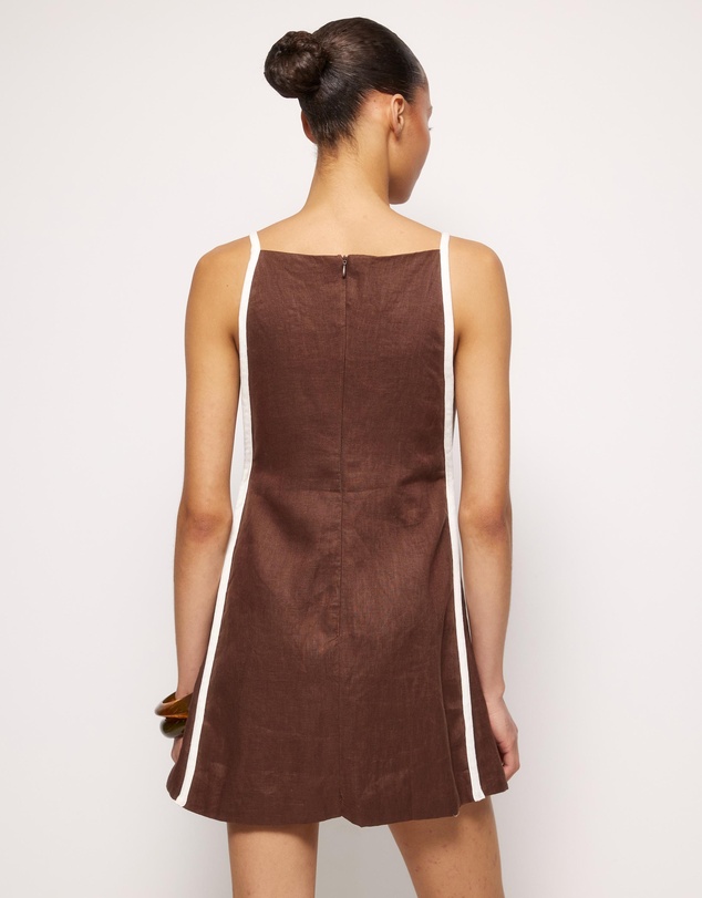 AERE - Tova Contrast Linen Mini Dress