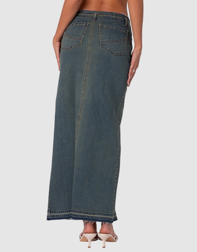 EDIKTED - Lexy Washed Denim Maxi Skirt