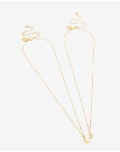 Lovisa - Waterproof Gold Plated Stainless Steel BFF Angel Wings Necklaces 2-Pack