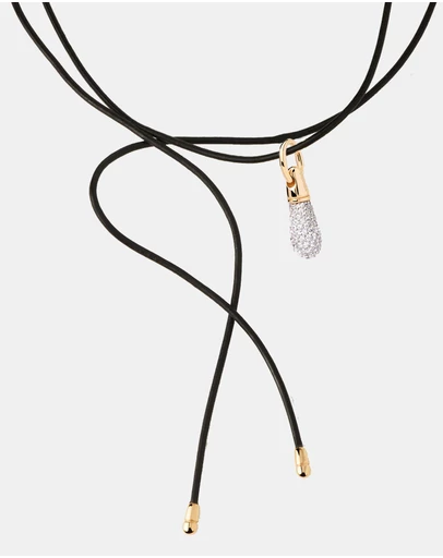 PDPAOLA - Pave Drop Pendant Leather Necklace