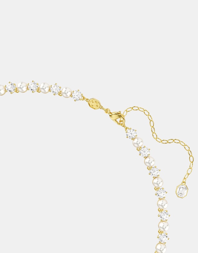 Swarovski - Matrix Tennis Necklace, Crystal Pearl, Round Cut, White, Gold-tone Plated