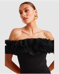 Romance by Honey and Beau - Trevia Frill Neckline Midi Dress