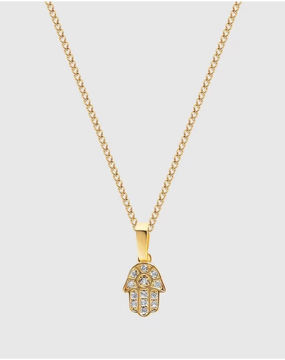 Nialaya Jewellery - Women's Mini Hamsa Hand Necklace in Gold