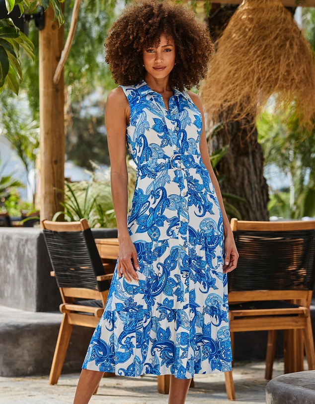 Sosandar - Paisley Print Midi Shirt Dress With Belt