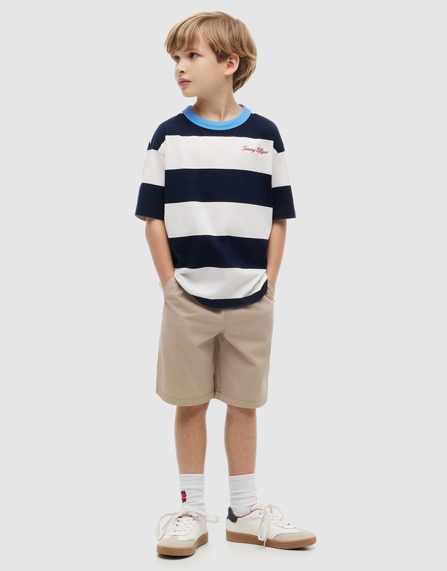 Tommy Hilfiger - Logo Embroidery Stripe Jersey T-Shirt - Teens